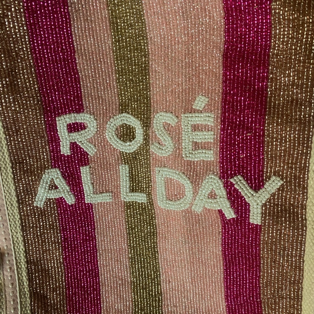 America & Beyond Rose’ All Day Embellished Glitter Beaded Tote NWT - Picture 2 of 7